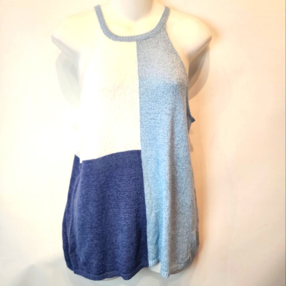 New‎ Blue Colorblock Sweater Size M